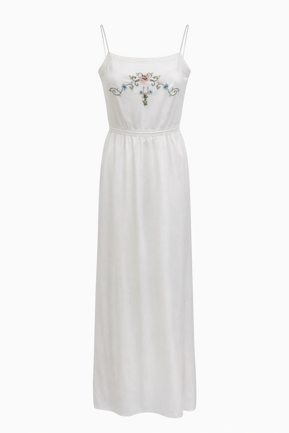 white dress with floral embroidery by bila77