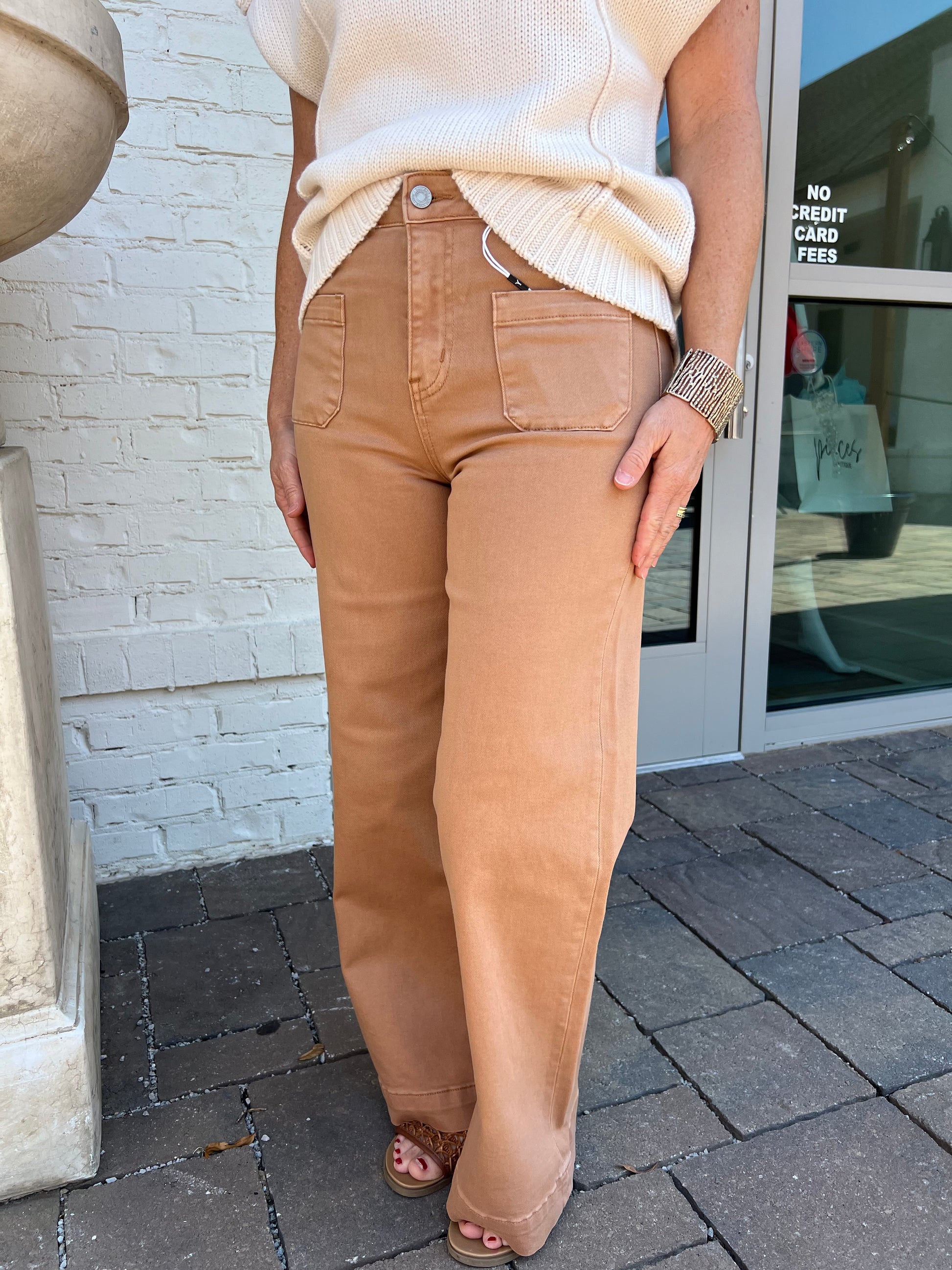 brown colored denim
