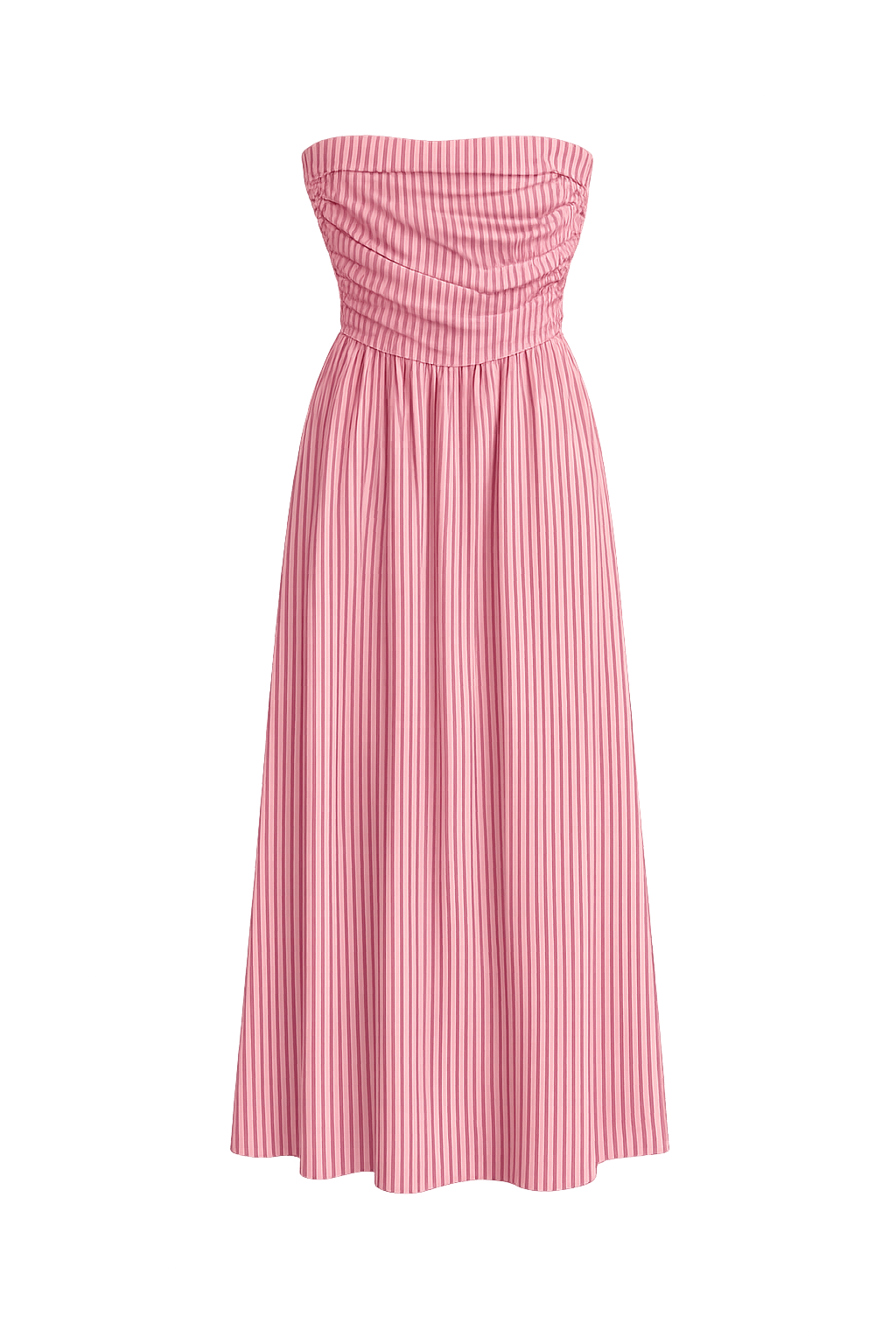 pink stripe strapless dress
