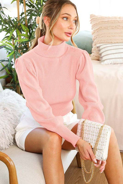 Merino Ribbed Turtle Neck Knitted Sweater