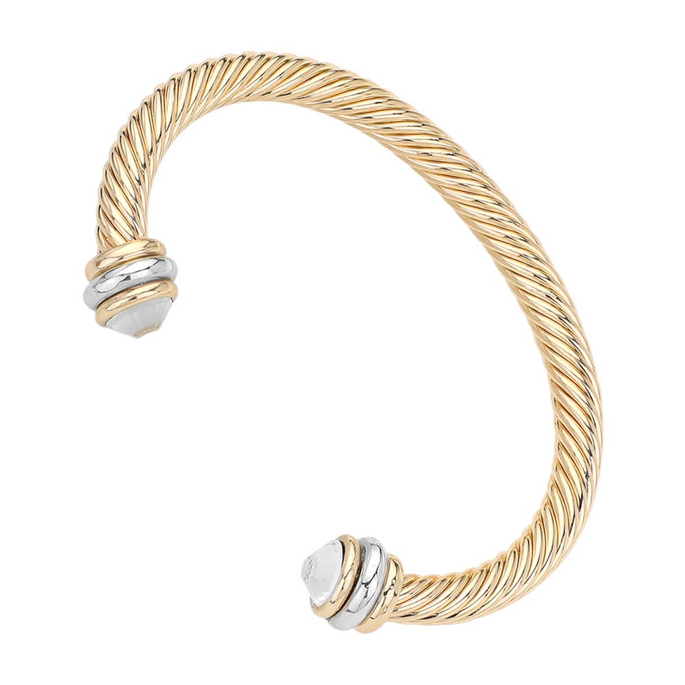 Stone Tip Twisted Rope Cuff Bracelet