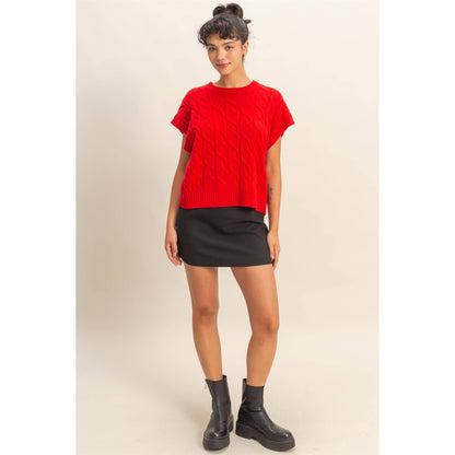 Sleeveless Oversized Cable Knit Sweater Vest