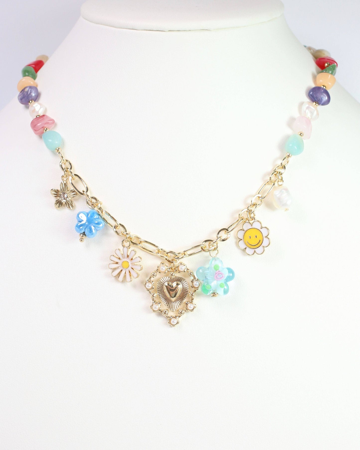 Flower Power Charm Necklace Gold