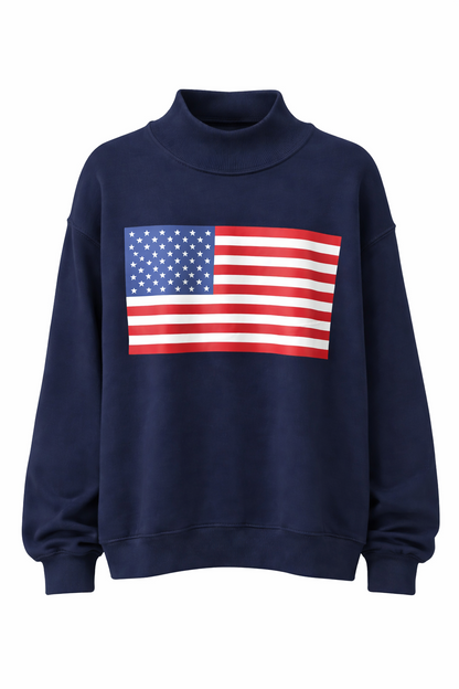 USA & FLAG Reversible Mock Neck Sweatshirt