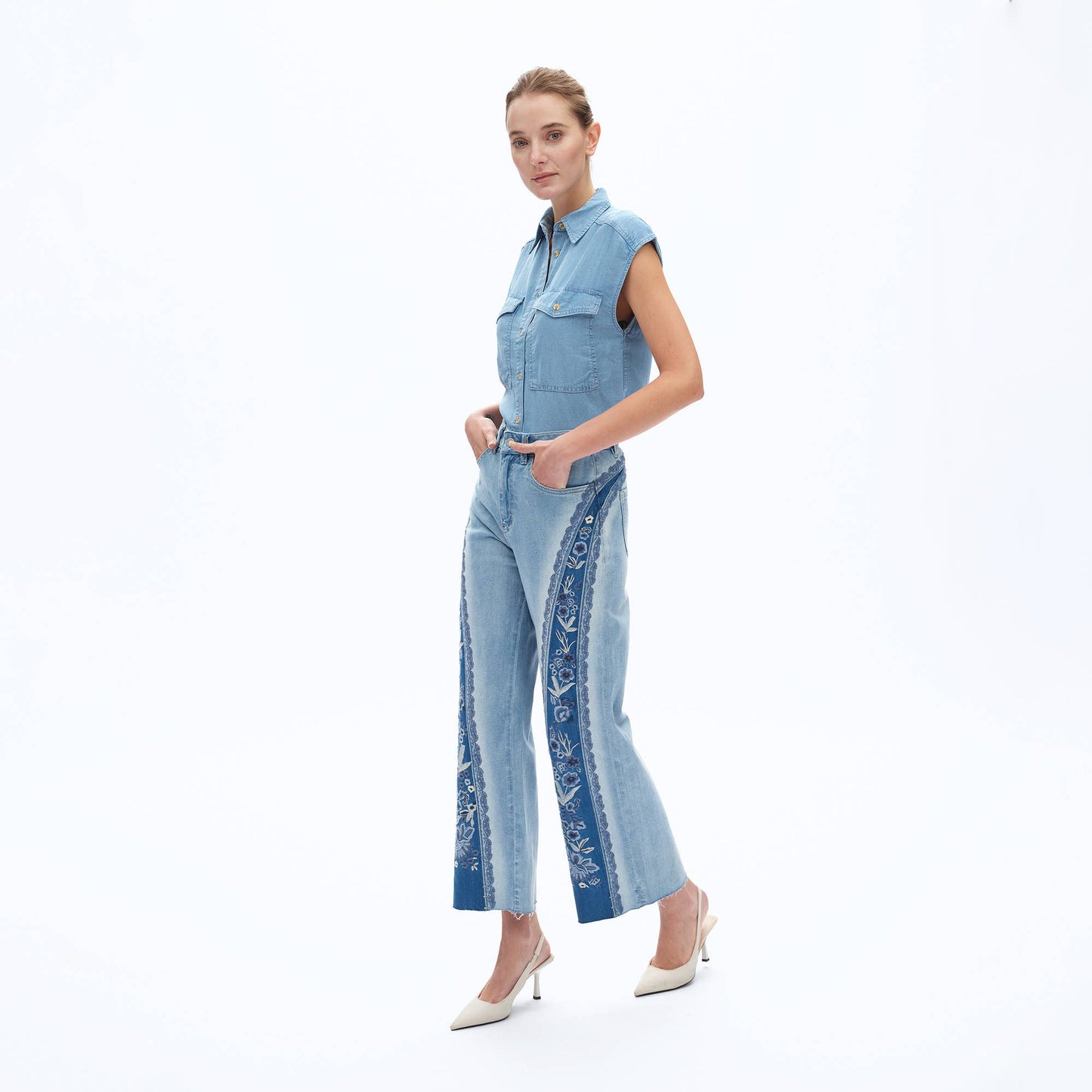 High Rise Embroidered Denim by Bayeas