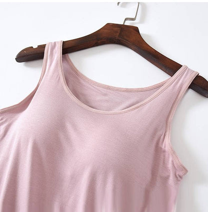 Regular basic soft flowy built-in bra tank top