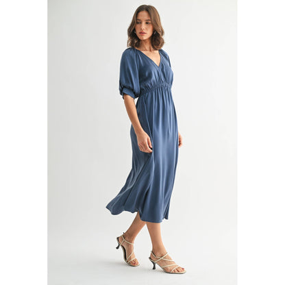 Sylvia Satin Balloon Sleeve Dress