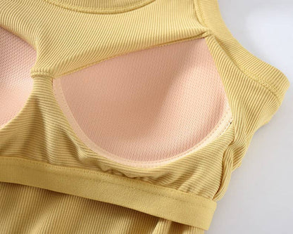 Athleisure built-in bra rib tank top