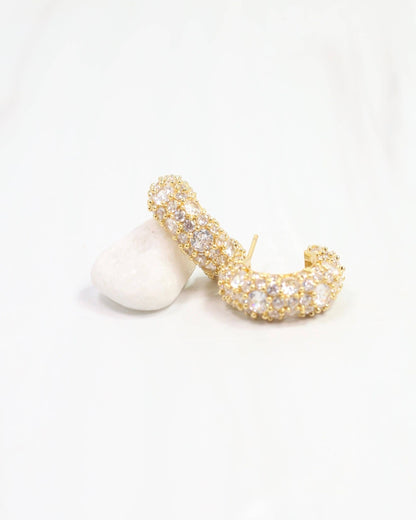 Caroline Hill Lancaster CZ Hoop Earring Gold