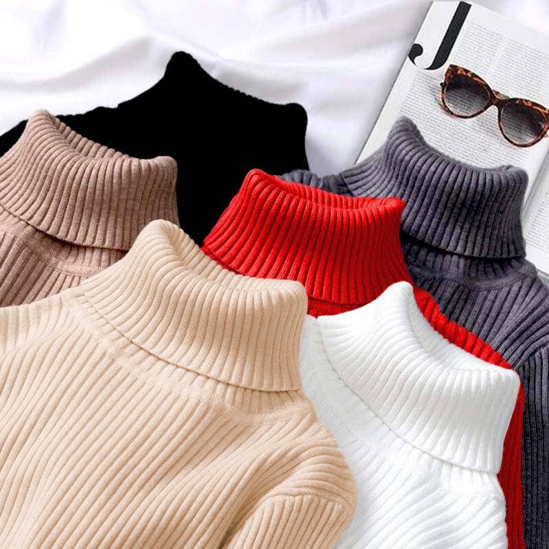 Merino Ribbed Turtle Neck Knitted Sweater
