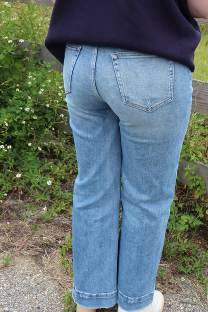Hillary High Rise Wide Leg Jeans by Bayeas