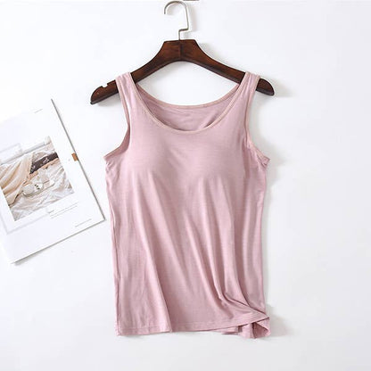 Regular basic soft flowy built-in bra tank top