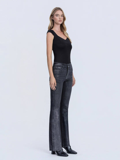 Metallic Black Bootcut Jeans by Flying Monkey