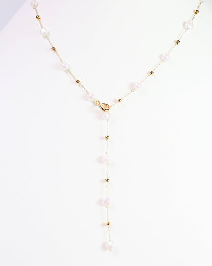 Elise Pearl Y Necklace Gold