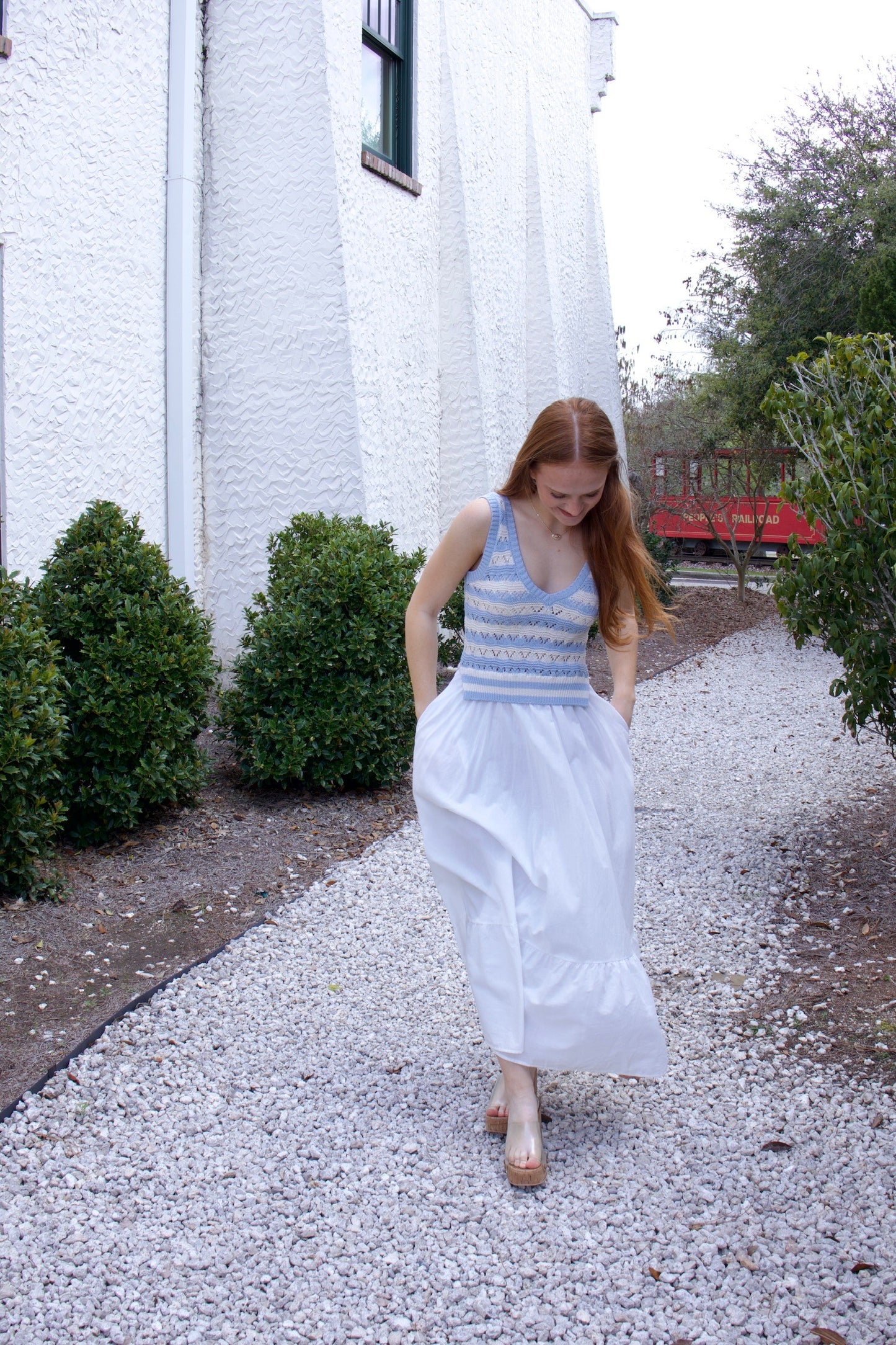 The Carter White/Blue Combo Dress
