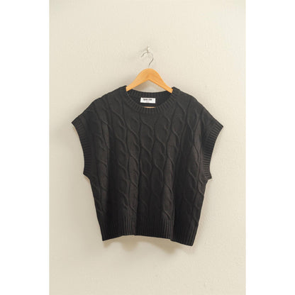 Sleeveless Oversized Cable Knit Sweater Vest