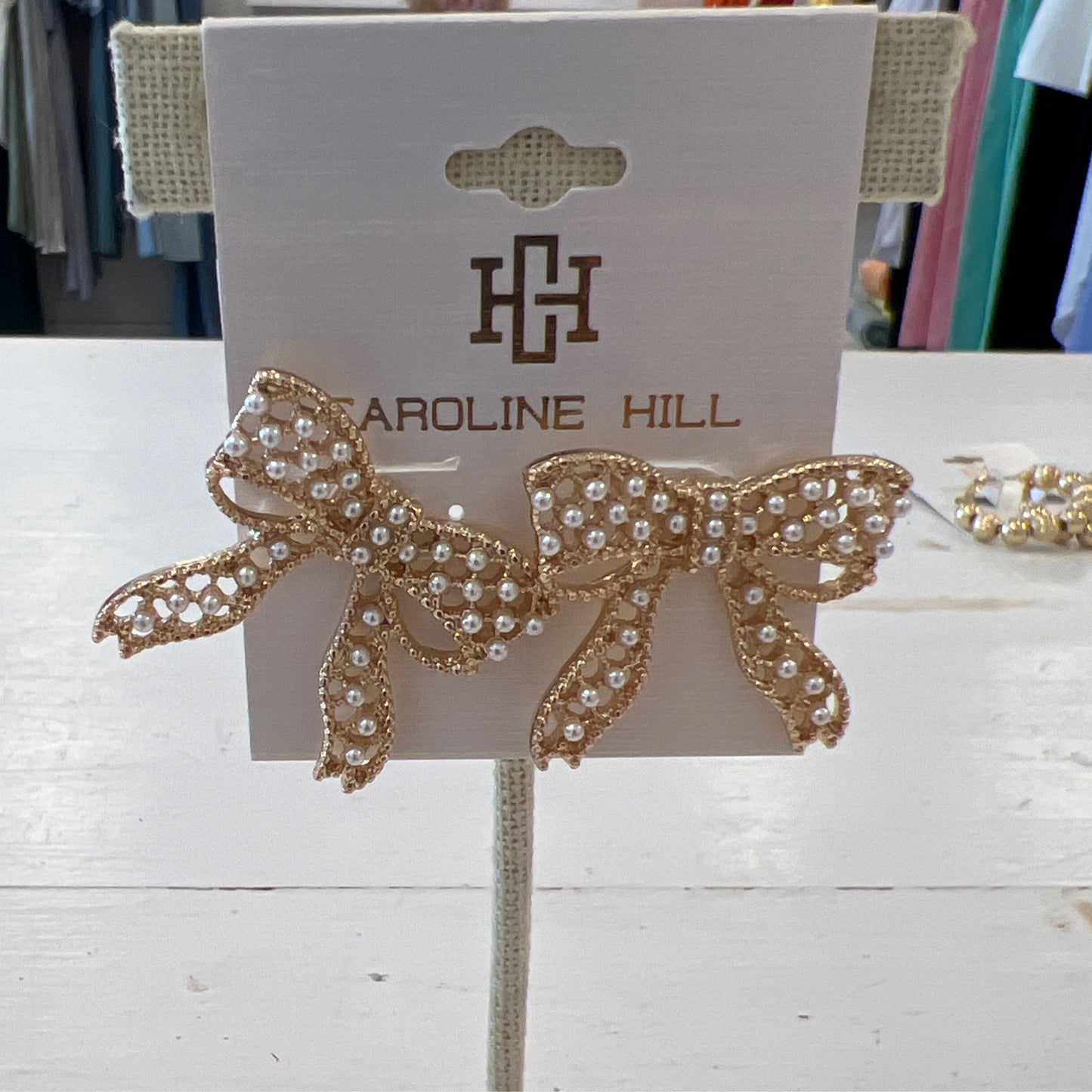 Caroline hill big bow pearl earrings