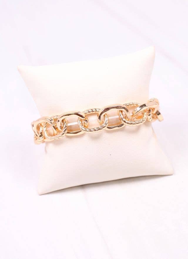 Caroline Hill Mason Link Stretch Bracelet GOLD