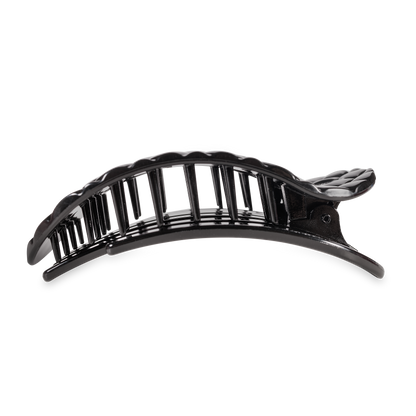 Flat Round Hair Clip | Large | Jet Black Quilted