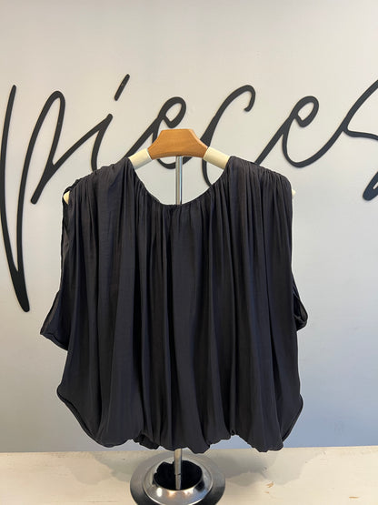 Grecian Drape Bubble Blouse