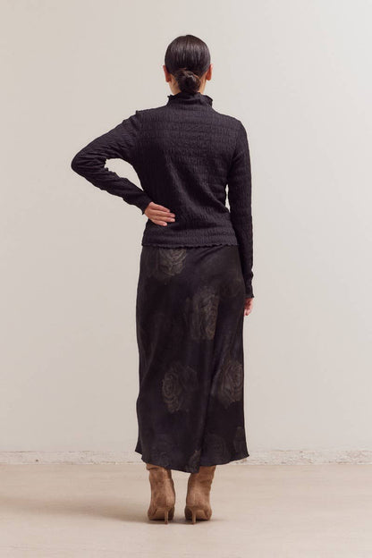 Seered Mock Neck Top