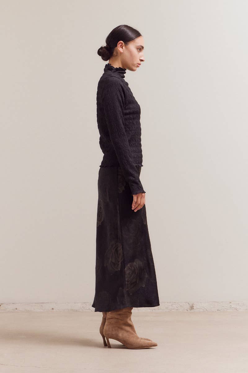 Seered Mock Neck Top
