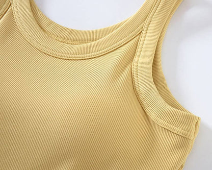 Athleisure built-in bra rib tank top
