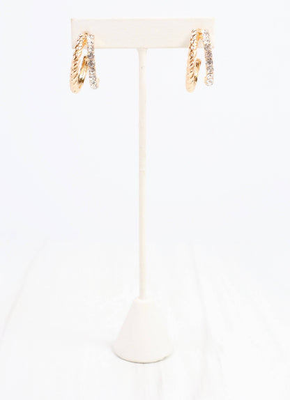 Caroline Hill Kissner CZ Double Hoop Earring Gold