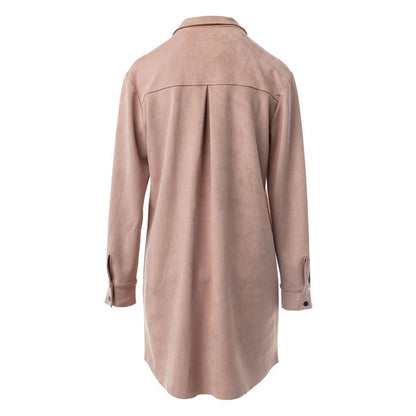 Long Sleeve Mini Faux Suede Shirt Dress