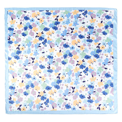 Pastel Meadow Floral Printed Square Silky Satin Scarf