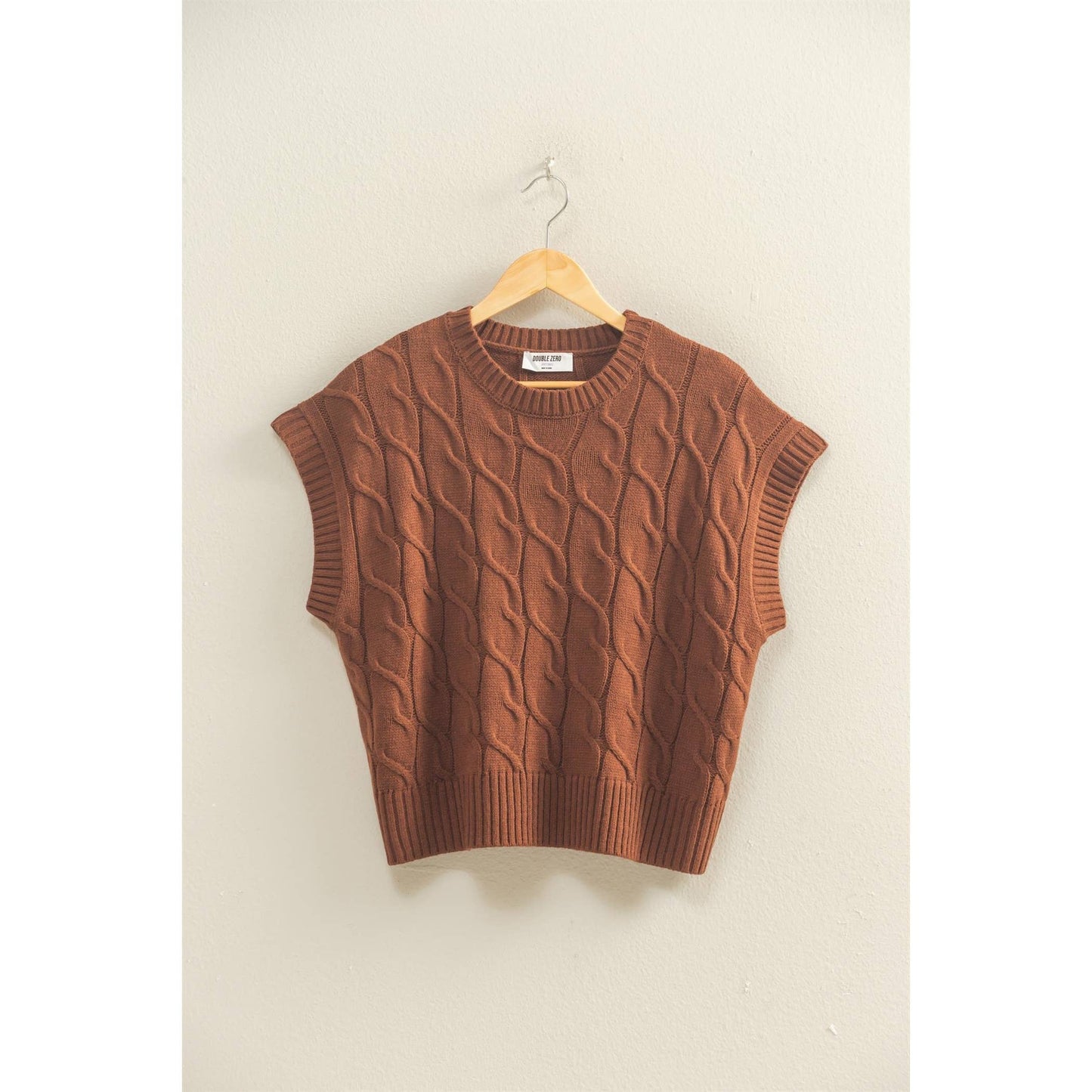 Sleeveless Oversized Cable Knit Sweater Vest