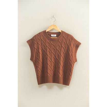 Sleeveless Oversized Cable Knit Sweater Vest