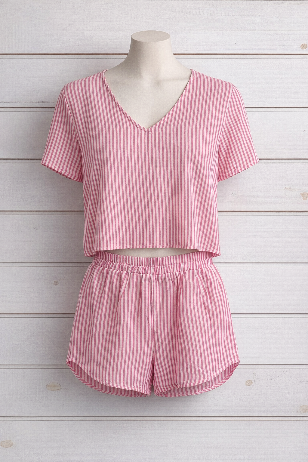 pink & white striped set