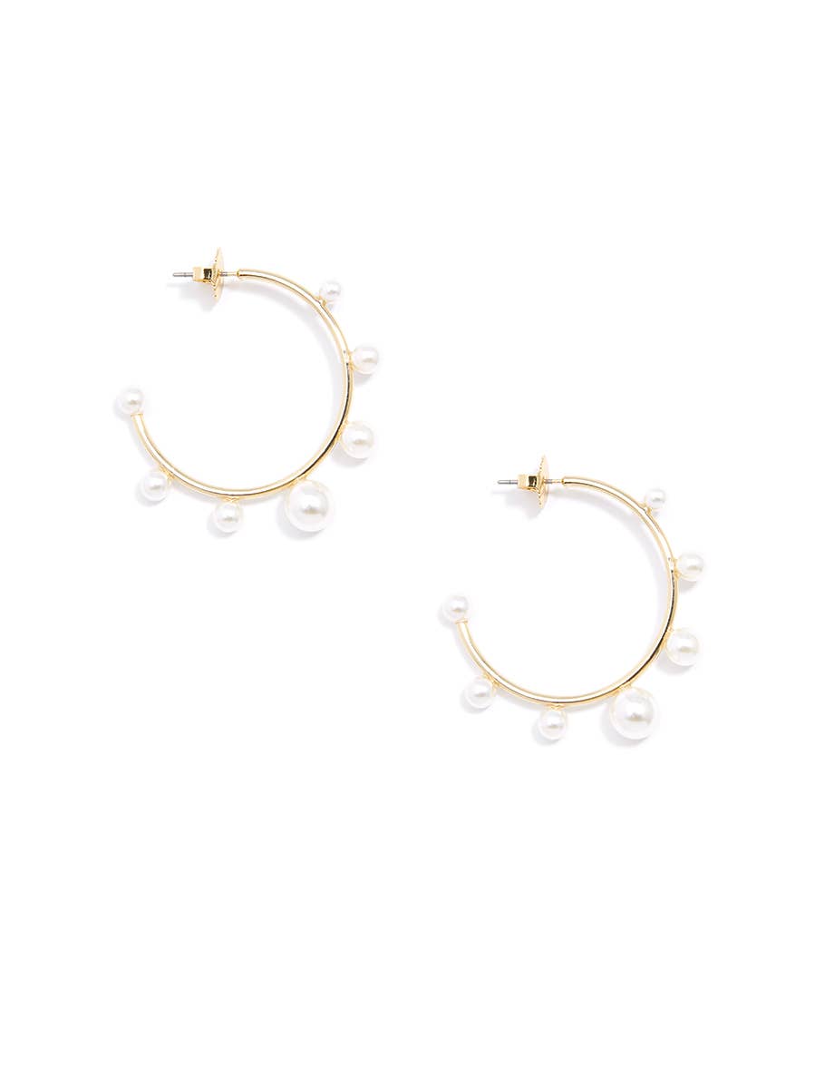 Zenzii Small Decorative Pearl Hoop Earring