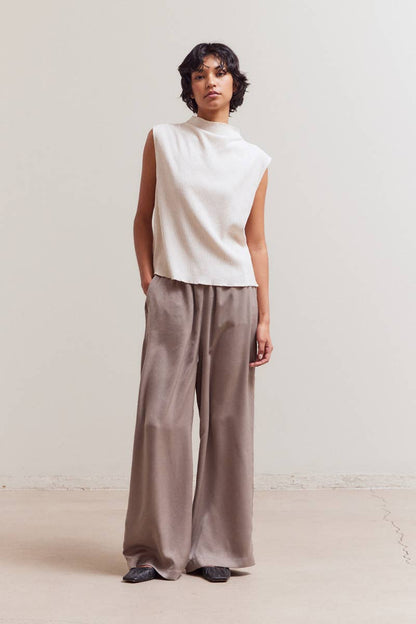 Crinkled Velvet Mock Neck Top