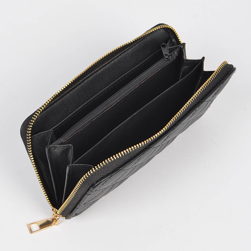 Faux Pearl Long Strap Crossbody Large Wallet