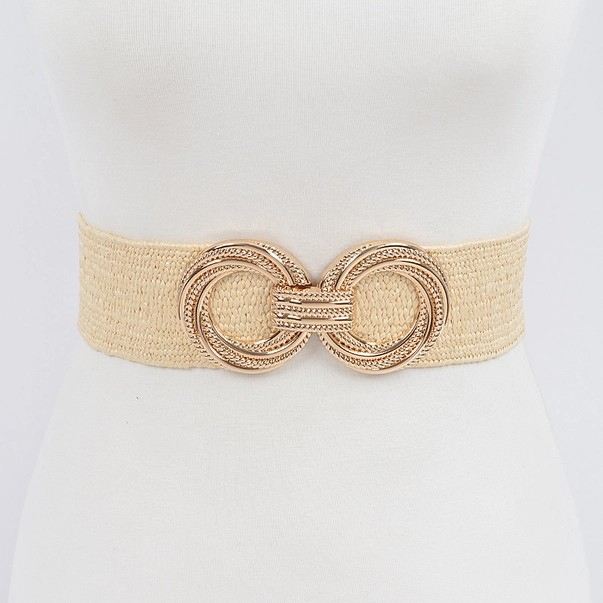 stretch belt with gold buckle
