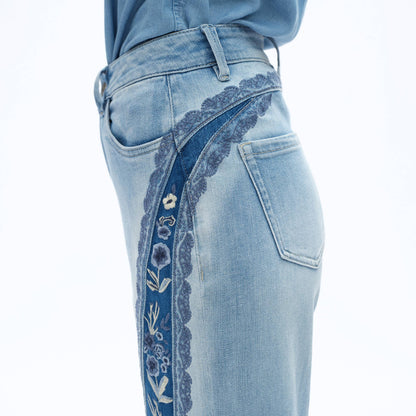 High Rise Embroidered Denim by Bayeas