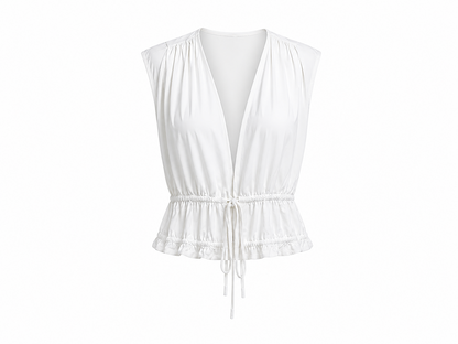 white tie front top by elan