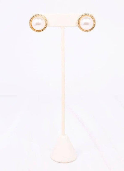 Caroline Hill Gosling Pearl Stud Earring Gold