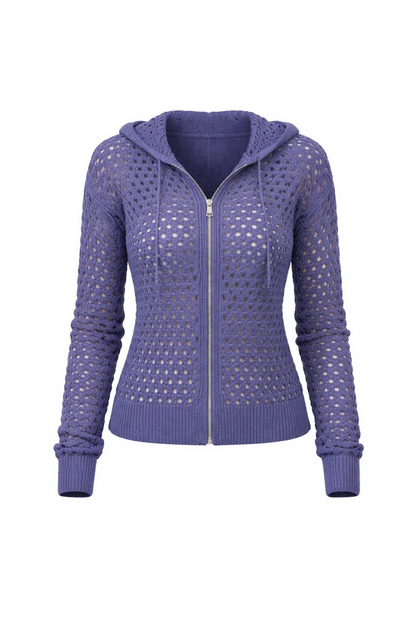 blue crochet sweater jacket by elan