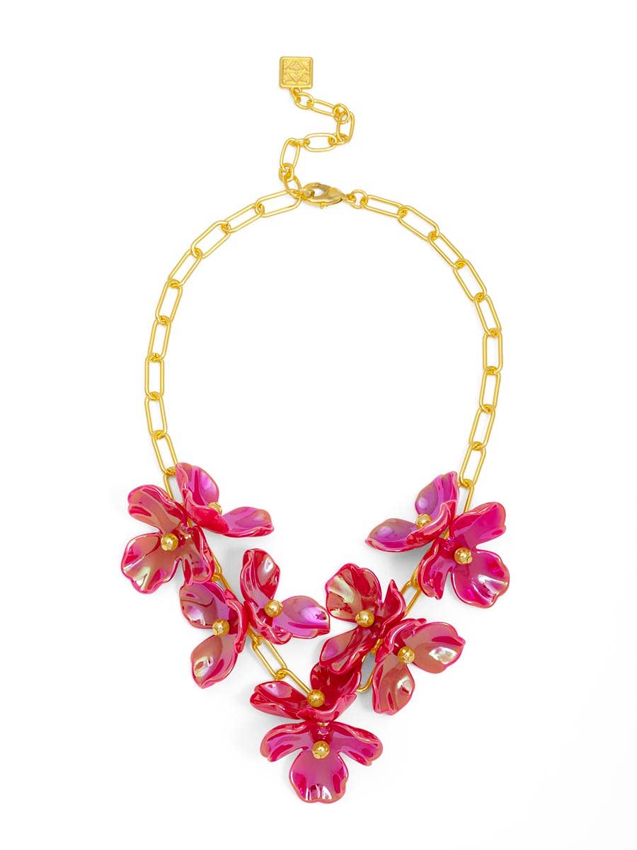 Zenzii Iridescent Resin 3-Petal Collar Necklace