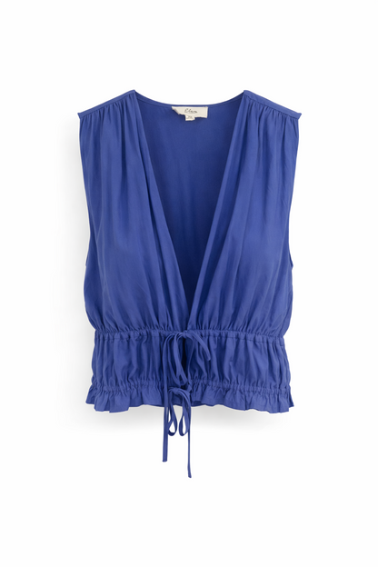 blue tie front top by Elan