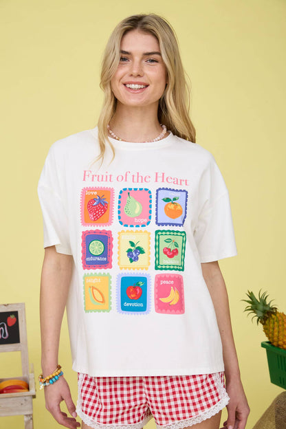 FRUIT OF THE HEART GRAPHIC KNIT T-SHIRT
