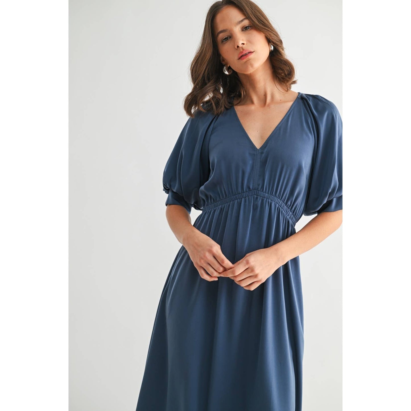 Sylvia Satin Balloon Sleeve Dress