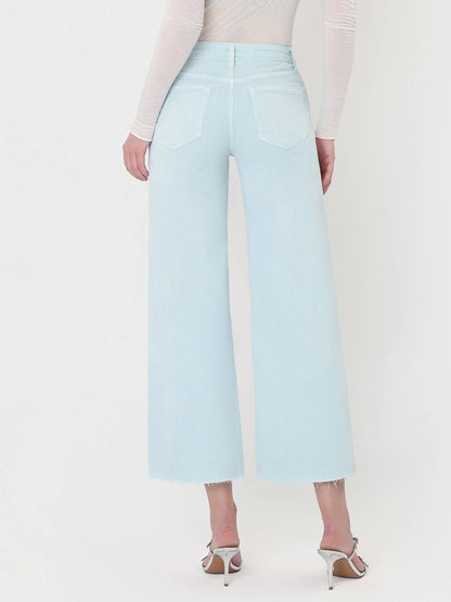 HIGH RISE WINTER SKY COLOR CROP WIDE LEG JEANS T5894WSK