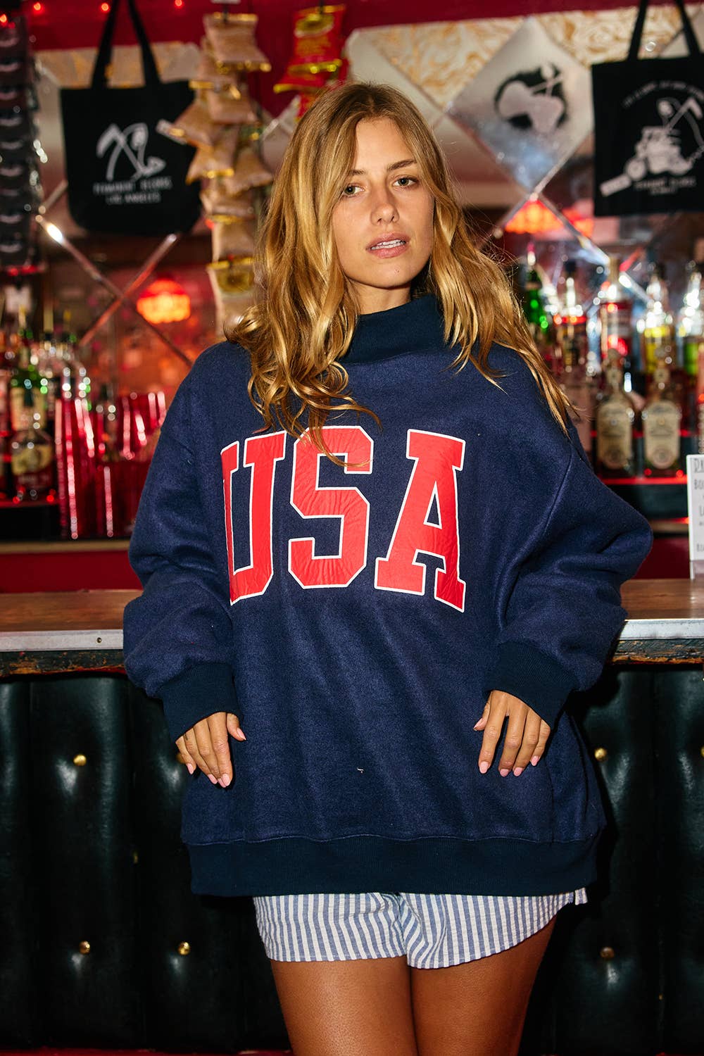 USA & FLAG Reversible Mock Neck Sweatshirt