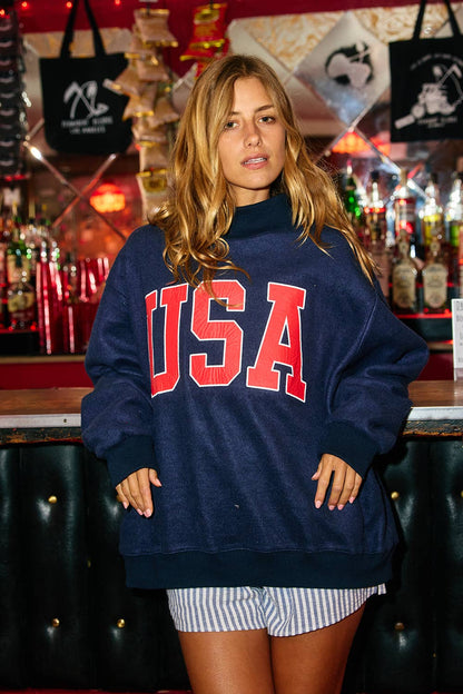 USA & FLAG Reversible Mock Neck Sweatshirt