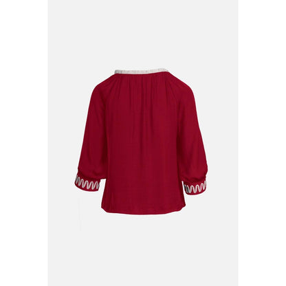 Abstract Applique Popover Blouse