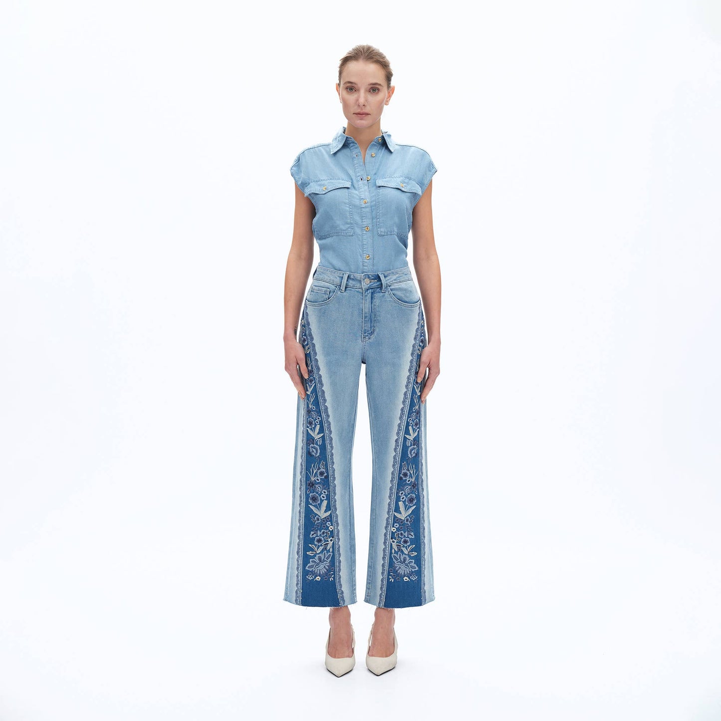 High Rise Embroidered Denim by Bayeas